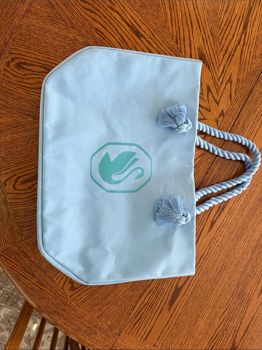 Swarovski Light Blue Tote Bag with Tassel Rope Handles